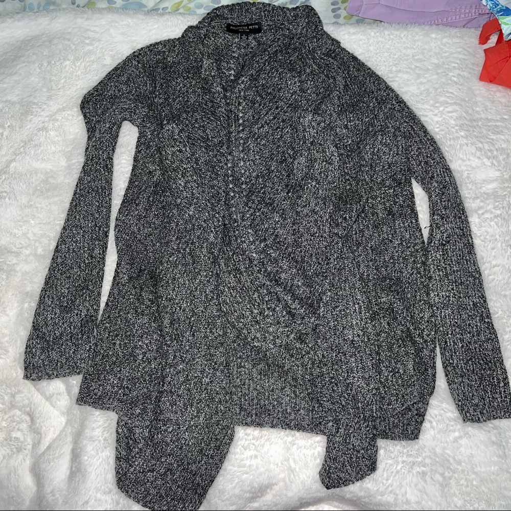 Size XL Open Front Cable Knit Grey Sweater